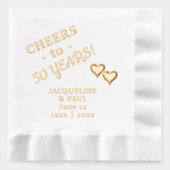 50ste bruiloft Jubileum juicht twee harten Folie Servetten (Voorkant)