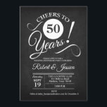 50ste bruiloft Jubileum - Krijtbord Wit Kaart<br><div class="desc">Rustieke 50ste verjaardag Uitnodiging met zwart krijtbord patroon en wit script lettertype. Hoera voor 50 jaar! Perfect voor een elegant feest. Stuur me een bericht als je nog meer aanpassingen nodig hebt.</div>