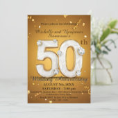 50ste bruiloft Jubileum met diamanten accenten Kaart (Staand voorkant)