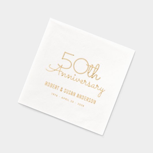 50ste bruiloft Jubileum Modern Script Gold Folie Servetten (Links)