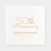 50ste bruiloft Jubileum Modern Script Gold Folie Servetten (Voorkant)