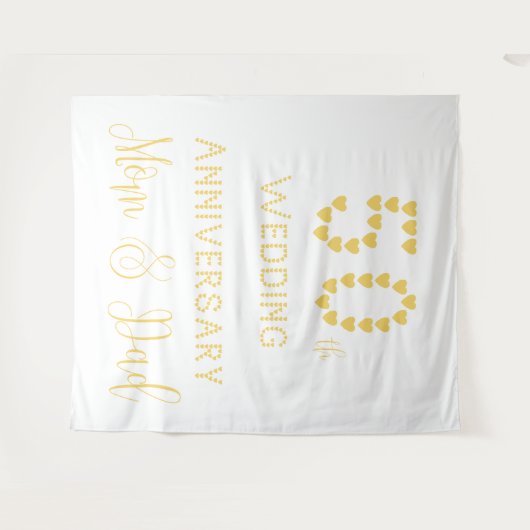 50ste bruiloft Jubileum ouders Golden Wedding Wandkleed (Voorkant (horizontaal))