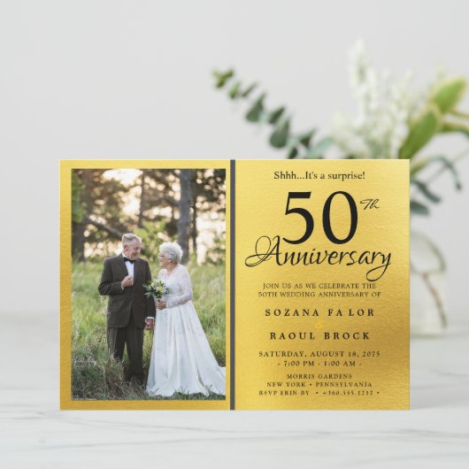 50ste bruiloft Jubileum toen en nu foto Kaart (Staand voorkant)