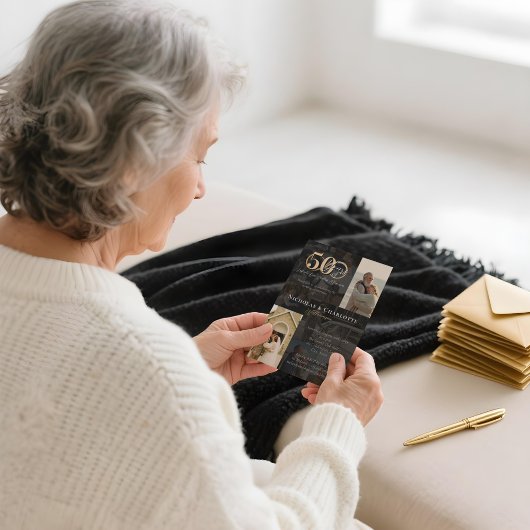 50ste bruiloft Jubileum Toen & Nu Fotocollage Kaart