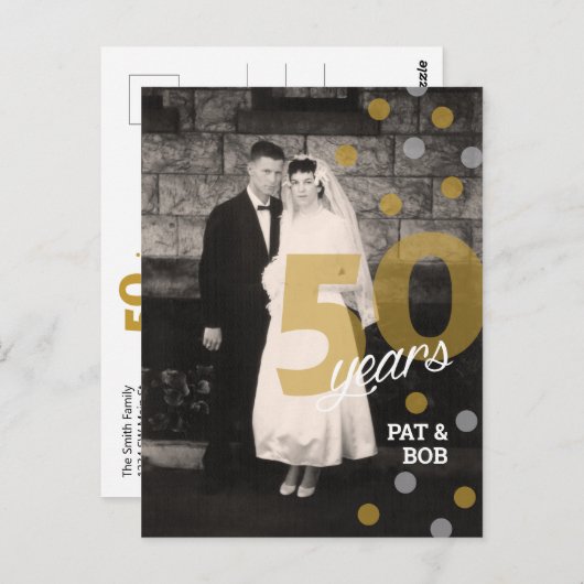 50ste bruiloft Jubileum Uitnodiging Briefkaart (Voorkant / Achterkant)