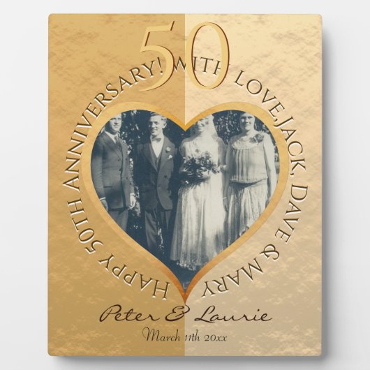 50ste bruiloftTafletop Plaque met Easel Fotoplaat (Voorkant)