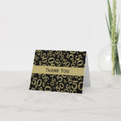 50ste "Dank je!" Patroon zwart/goudnummer Bedankkaart (Voorkant)