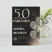 50ste en Fabulous Script Vijftig Verjaardagsfeestj Kaart (Staand voorkant)