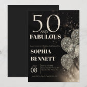 50ste en Fabulous Script Vijftig Verjaardagsfeestj Kaart (Voorkant / Achterkant)