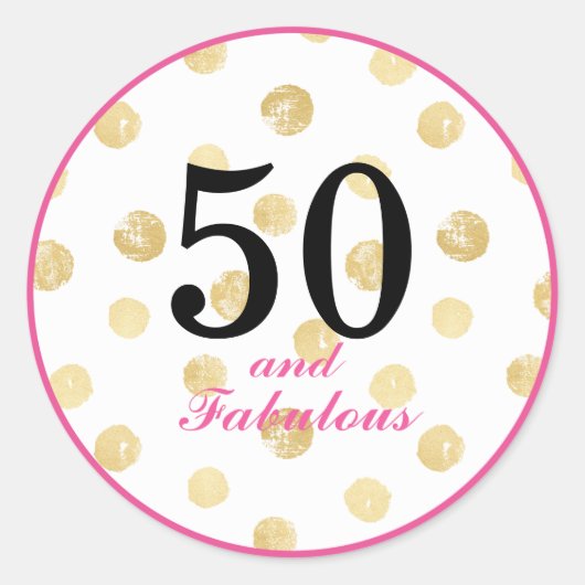 50ste en fantastisch verjaardagsfeestje ronde sticker (Voorkant)