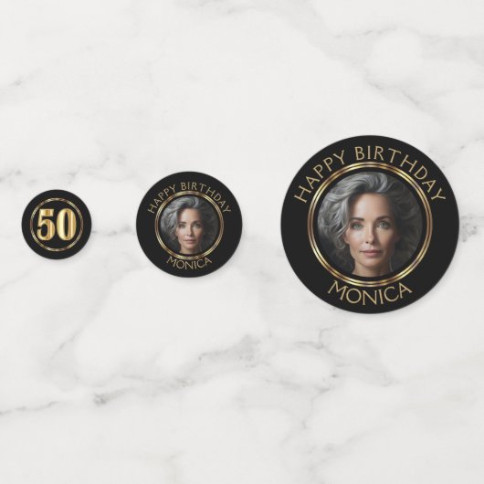 50ste Fantastische Verjaardag - Zwart en Goud Confetti (Voorkanten)