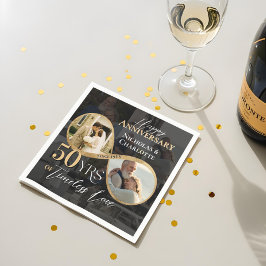 50ste gelukkig jubileum Toen & Nu Goud Oneindig Servet