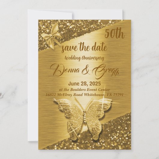 50ste goud Save the Date bruiloft Kaart (Voorkant)