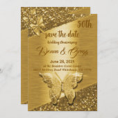 50ste goud Save the Date bruiloft Kaart (Voorkant / Achterkant)