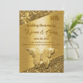 50ste goud Save the Date bruiloft Kaart (Staand voorkant)