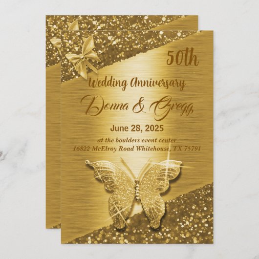 50ste goud Save the Date bruiloft Kaart (Voorkant / Achterkant)