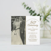 50ste gouden huwelijksjubileum 2 foto vierkant kaart (Staand voorkant)