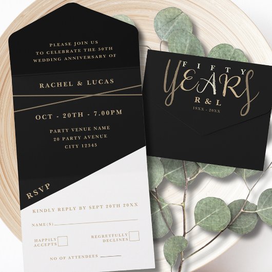 50ste gouden huwelijksjubileum all in one uitnodiging