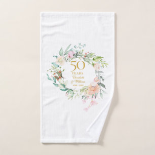 50ste gouden huwelijksjubileum aquarel bloem bad handdoek