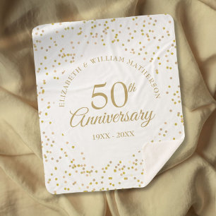50ste gouden huwelijksjubileum Chic goud confetti Sherpa Deken