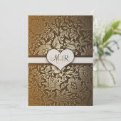 50ste gouden huwelijksjubileum damasten uitnodigin kaart (Staand voorkant)