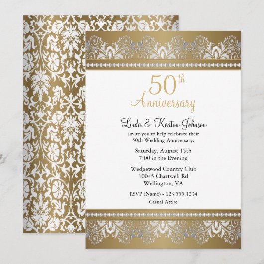 50ste gouden huwelijksjubileum | doe-het-zelf teks kaart (Voorkant / Achterkant)