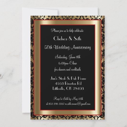 50ste gouden huwelijksjubileum | doe-het-zelf teks kaart (Achterkant)