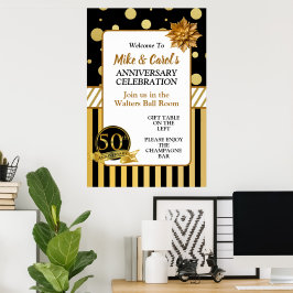 50ste gouden huwelijksjubileum Elegant Feest Poster