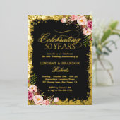50ste gouden huwelijksjubileum foto goud glitters folie uitnodiging (Staand Voorkant)