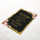 50ste gouden huwelijksjubileum foto goud glitters folie uitnodiging (Gedraaid)