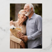 50ste gouden huwelijksjubileum foto goud glitters folie uitnodiging (Achterkant)