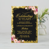 50ste gouden huwelijksjubileum foto gouden glitter folie uitnodiging (Staand Voorkant)