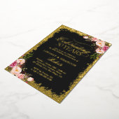 50ste gouden huwelijksjubileum foto gouden glitter folie uitnodiging (Gedraaid)