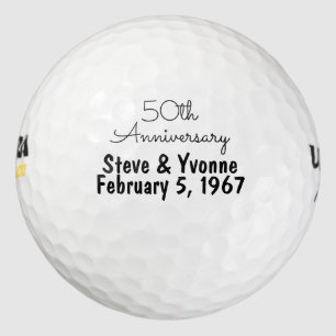50ste gouden huwelijksjubileum gepersonaliseerd go golfballen
