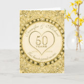 50ste gouden huwelijksjubileum goud kaart (Gele Bloem)