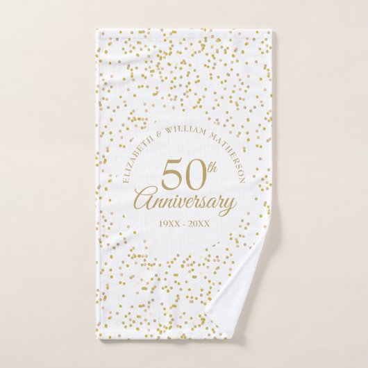 50ste gouden huwelijksjubileum Gouden Confetti Bad Handdoek (Handdoek)