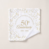 50ste gouden huwelijksjubileum Gouden Confetti Bad Handdoek (Wasdoekje)