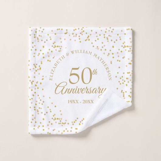 50ste gouden huwelijksjubileum Gouden Confetti Bad Handdoek (Wasdoekje)
