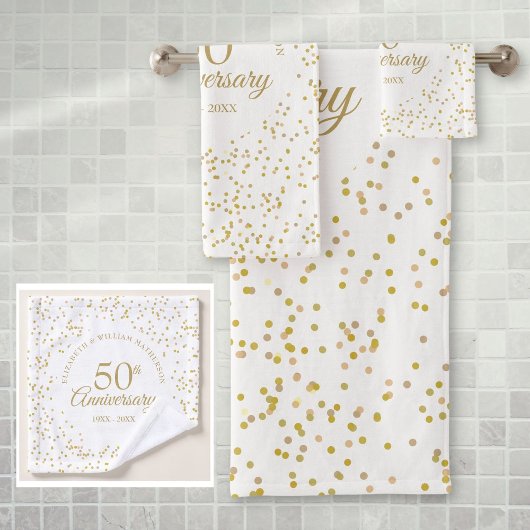50ste gouden huwelijksjubileum Gouden Confetti Bad Handdoek