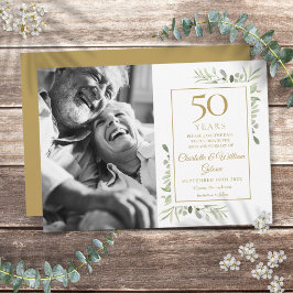 50ste gouden huwelijksjubileum groen foto save the date