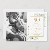 50ste gouden huwelijksjubileum groen foto save the date (Voorkant)