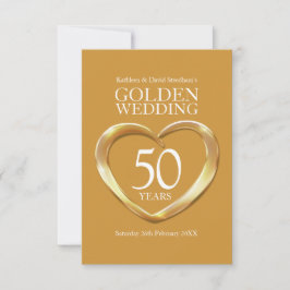 50ste gouden huwelijksjubileum hart antwoordkaart RSVP kaartje