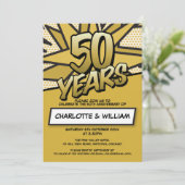 50ste gouden huwelijksjubileum leuk retro kaart (Staand voorkant)