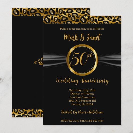 50ste gouden huwelijksjubileum | Luipaard Kaart (Voorkant / Achterkant)