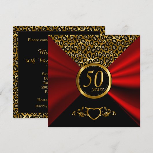 50ste gouden huwelijksjubileum | Luipaardprint Kaart (Voorkant / Achterkant)