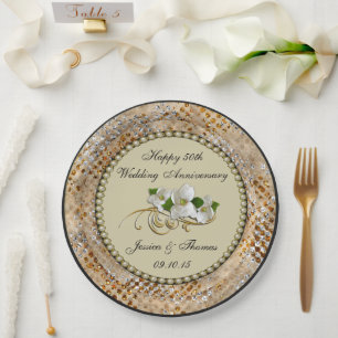 50ste gouden huwelijksjubileum papieren bord