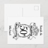 50ste Gouden Huwelijksjubileum Rozen Briefkaart (Voorkant / Achterkant)