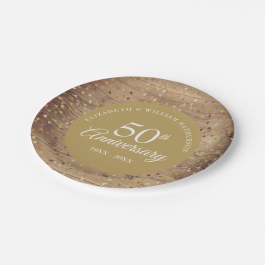 50ste gouden huwelijksjubileum Rustieke confetti Papieren Bordje