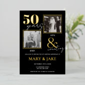 50ste gouden huwelijksjubileum Toen & Nu Folie Uitnodiging (Staand Voorkant)