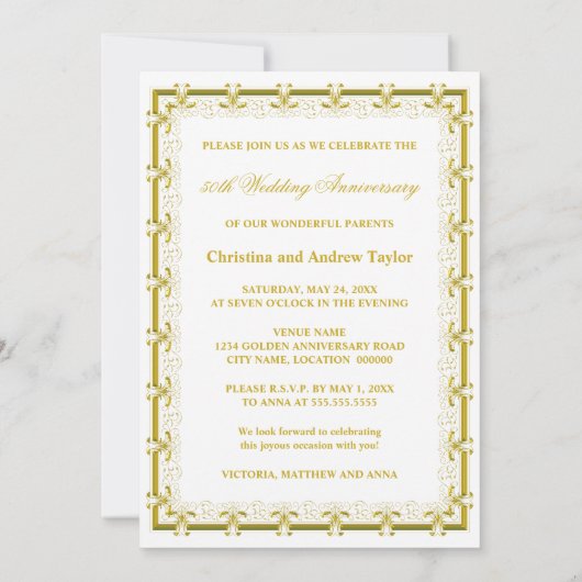 50ste gouden huwelijksjubileum vieren kaart (Achterkant)